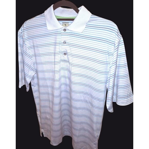 Lone Cypress By Pebble Beach Luxury Performance Striped Polo Shirt Small - Picture 1 of 5